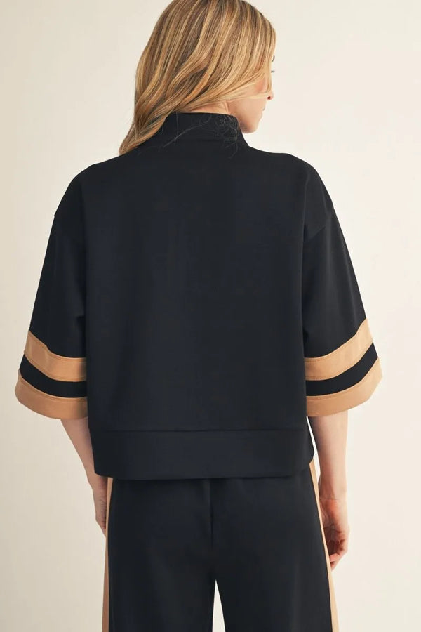Metro Stripe Zip Top