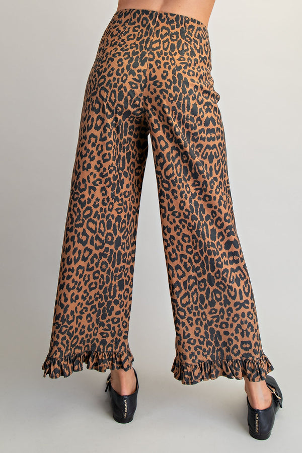 Leopard Ruffle Hem Pants