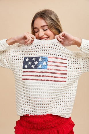 Sequin Flag Sweater