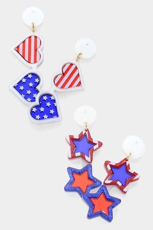Red White & Blue Dropdown Earrings