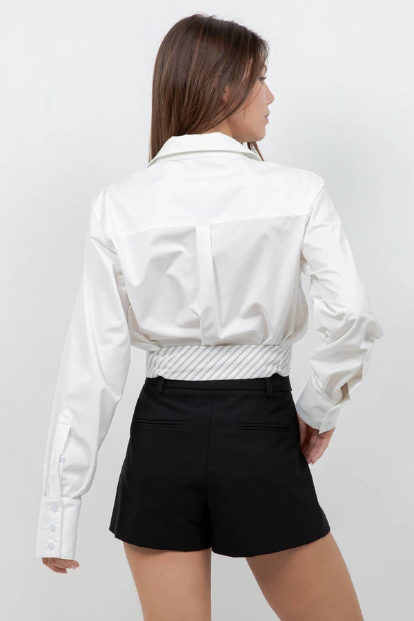 Tie Accent Poplin Shirt