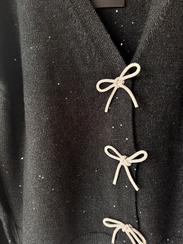 Bow Sequin Cardigan