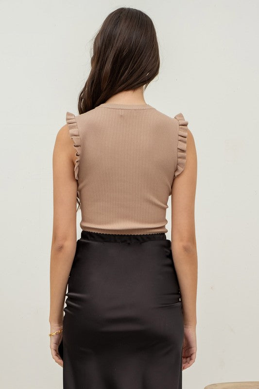 Ruffle Sleeveless Sweater Tank