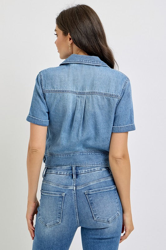Short Sleeve Denim Top