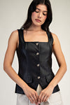 Faux Leather Square Neck Top