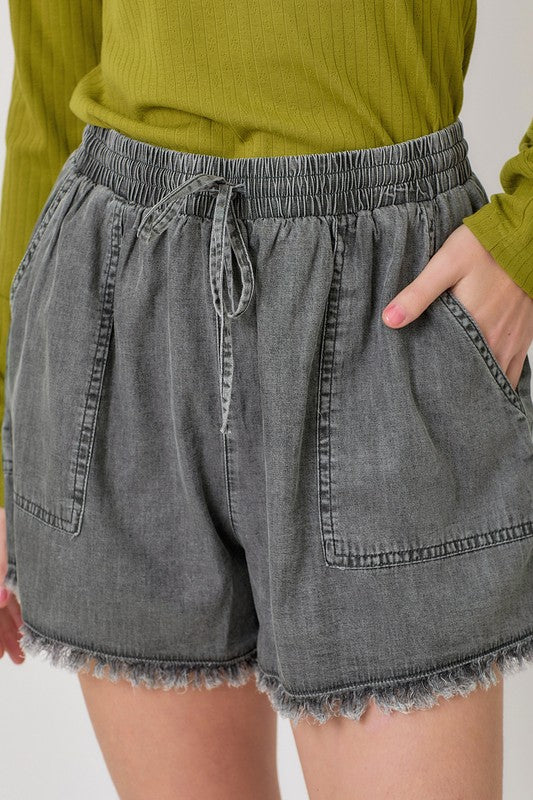 Frayed Drawstring Shorts