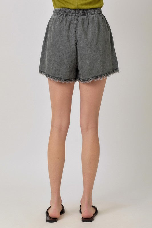 Frayed Drawstring Shorts