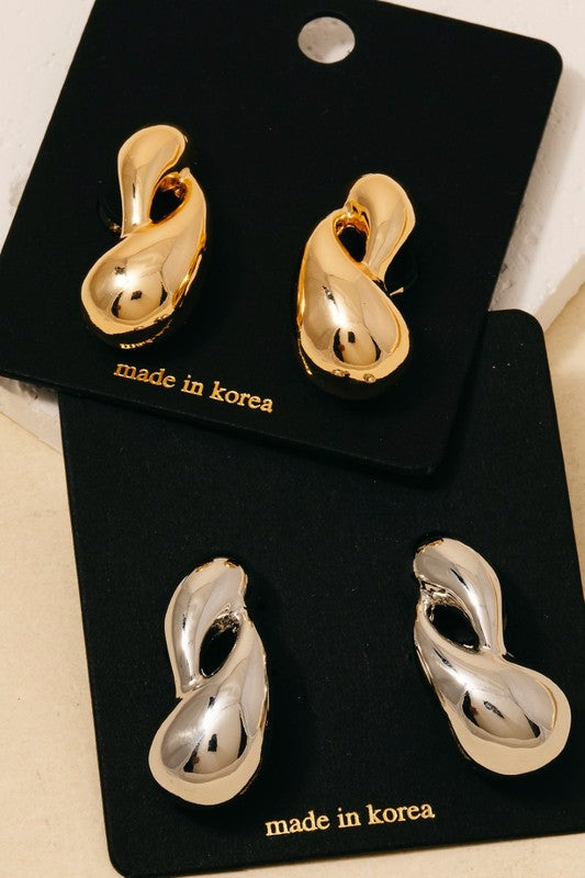 Double Tear Stud Earrings