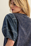 Denim Puff Sleeve Top