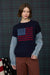 Denim Sleeve Flag Sweater