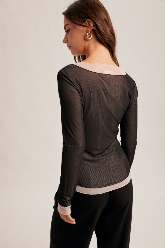 Layered Scoop Mesh Top