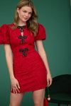 Jacquard Puff Sleeve Dress