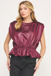 Satin Peplum Top