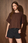 Short Sleeve Cable Sweater