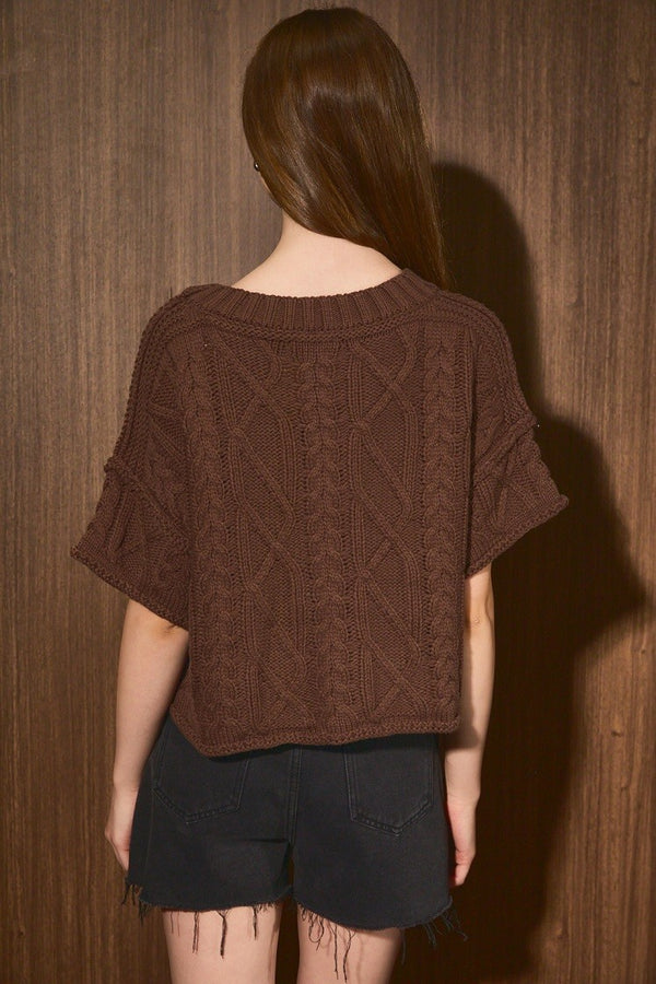 Short Sleeve Cable Sweater