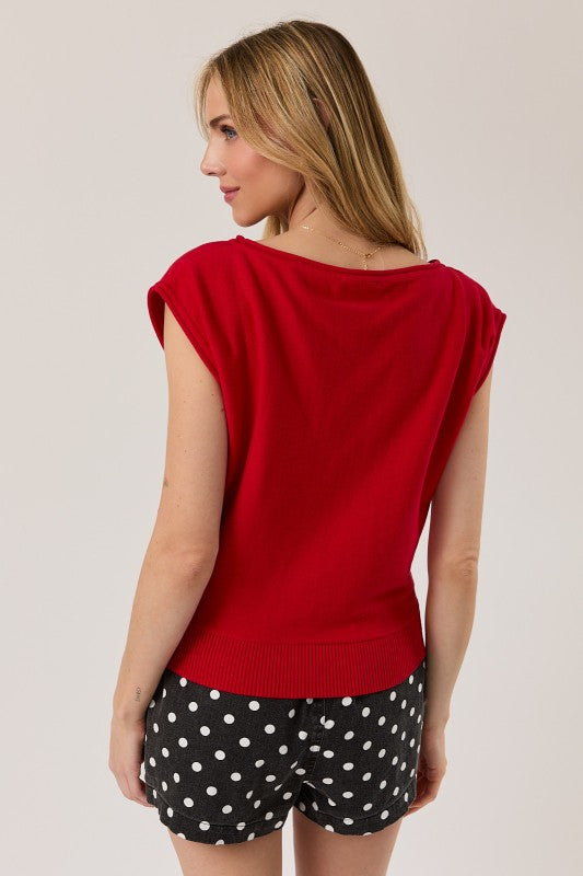 Boat Neck Knit Top