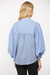 Pinstripe Bubble Sleeve Blouse
