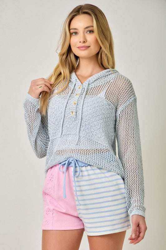 Mixed Crochet Weave Hoodie