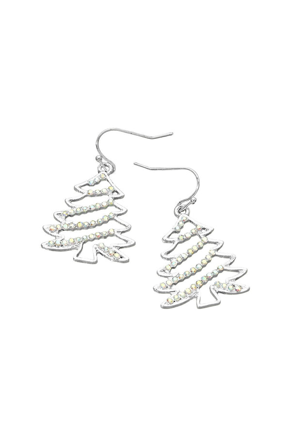 Rhinestone Christmas Tree Earrings