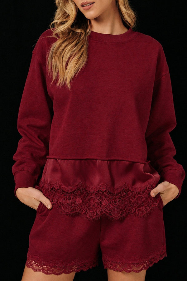 Lace Hem Sweatshirt