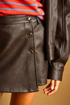 Faux Leather Wrap Skort
