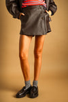 Faux Leather Wrap Skort