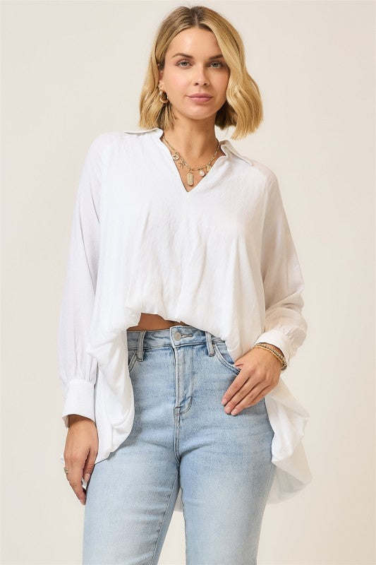 High Low Bubble Hem Blouse