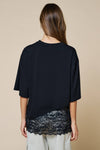 Loose Fit Lace Hem Top