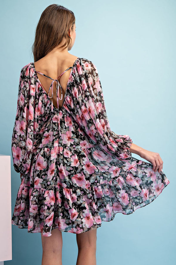 Long Sleeve V-Neck Mini Dress