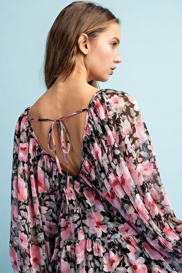 Long Sleeve V-Neck Mini Dress