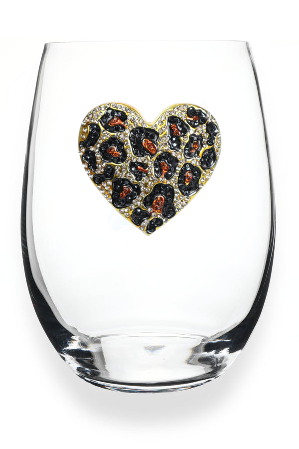 Leopard HeartWine Glass