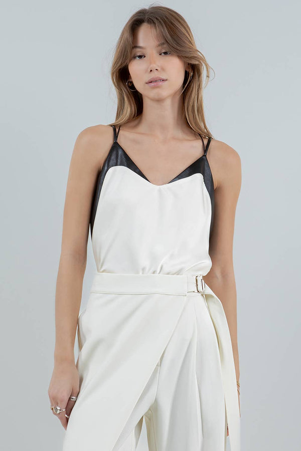 Leather and Satin Tank