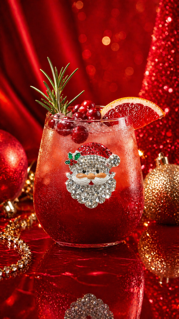 Santa Face Wine Glass