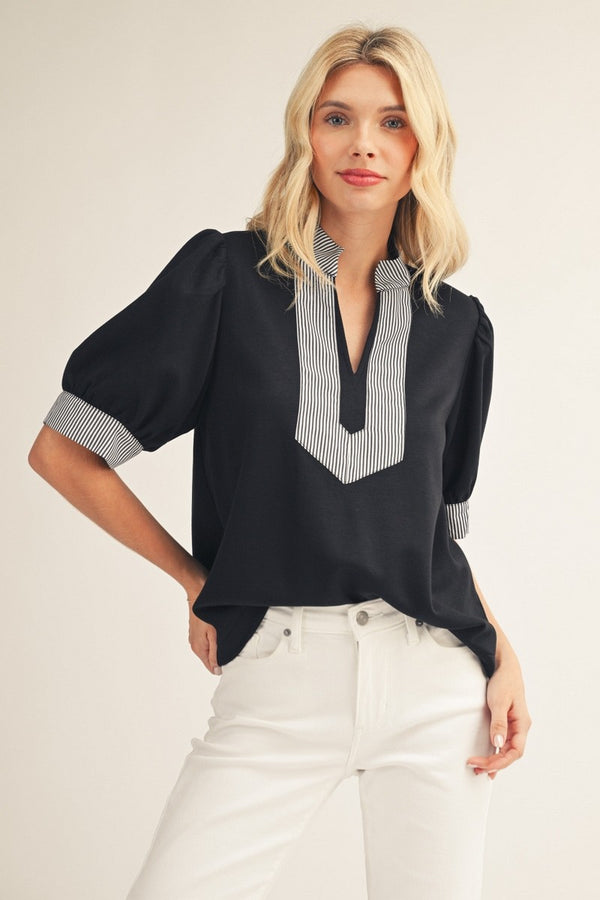 Stripe Contrast Top