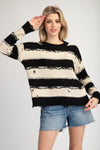 Distressed Striped Sweater
