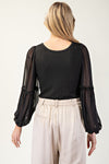 Sheer Bubble Sleeve Blouse