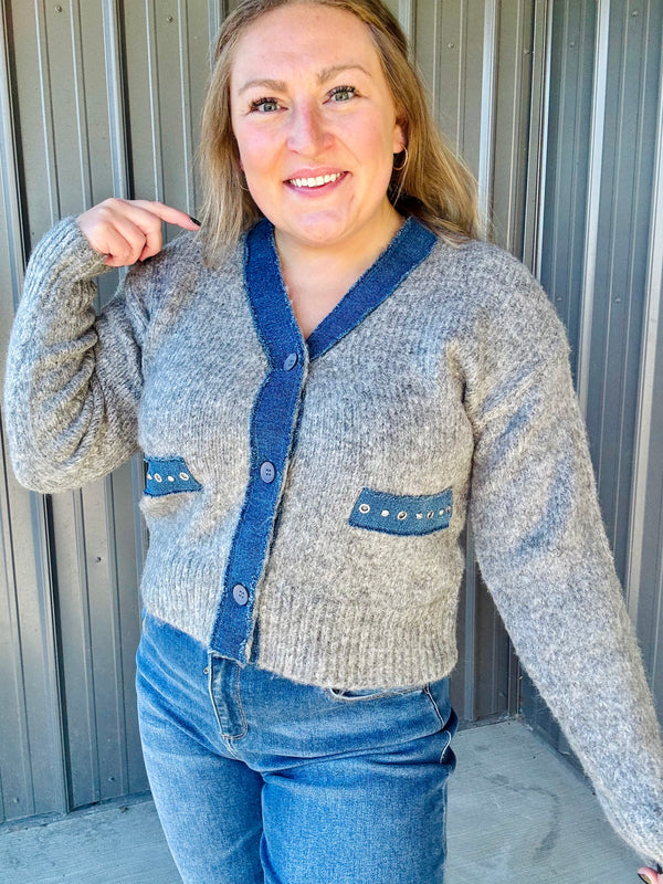 Denim Lapel Cardi