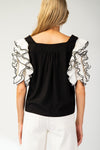 Square Neck Ruffle Sleeve Top