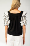 Square Neck Ruffle Sleeve Top