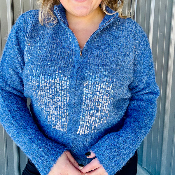 Sequin Zip Cardi
