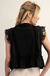 Lace Trim Ruffle Hem Top