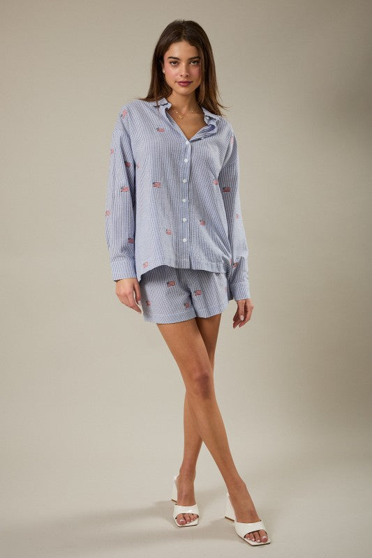 Striped Flag Button Down Shirt