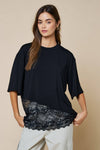 Loose Fit Lace Hem Top