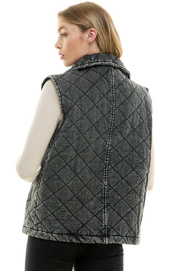 Quilted Denim Vest