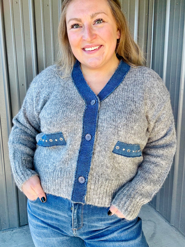 Denim Lapel Cardi
