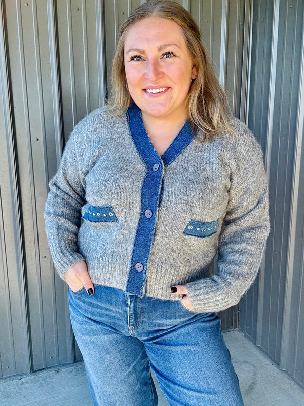 Denim Lapel Cardi