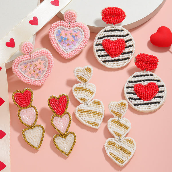 Beaded V Day Earrings