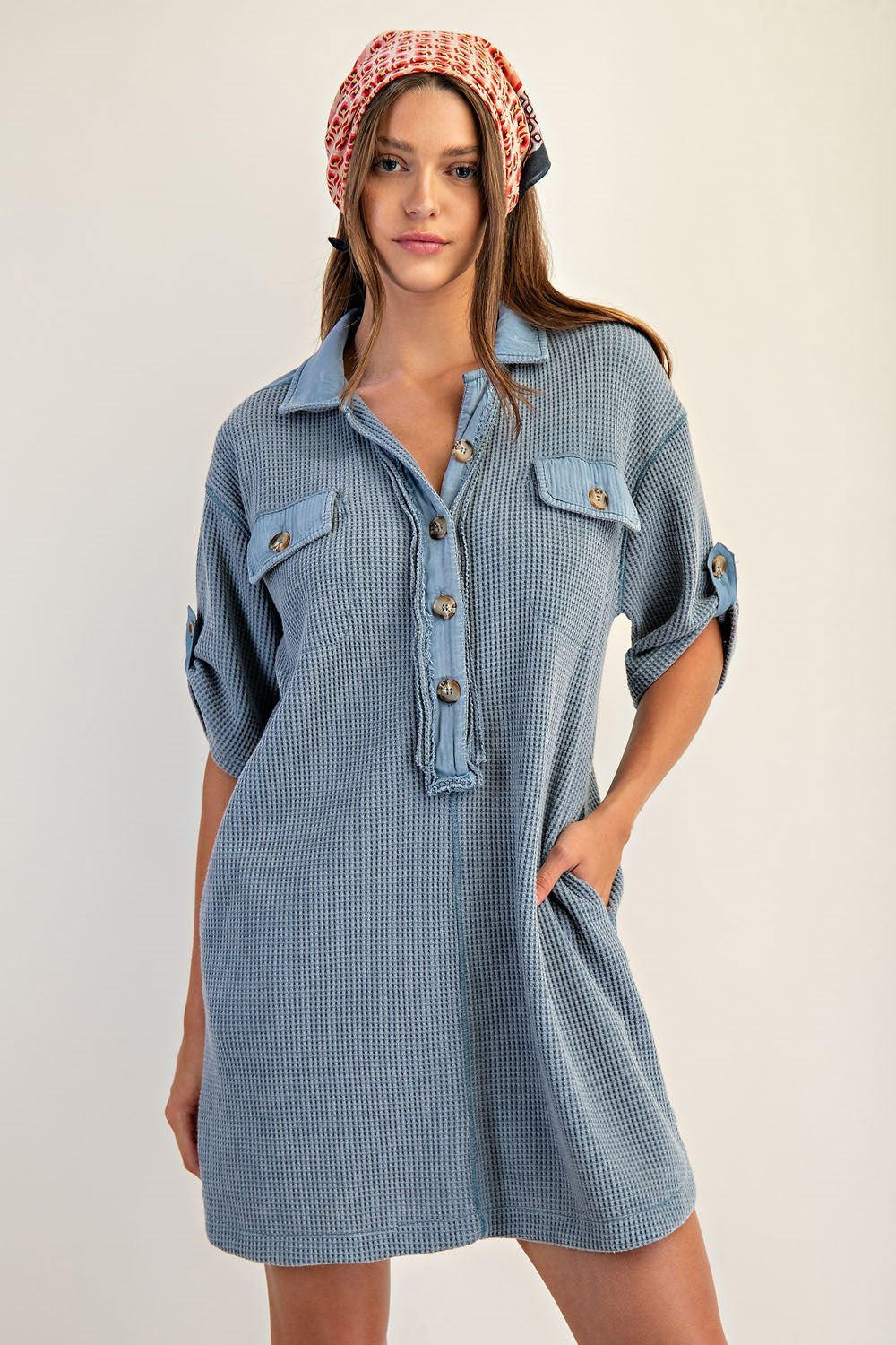 Waffle Knit Dress Small / Denim Waffle Knit Dress Small / Denim