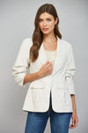 One Button Faux Leather Blazer