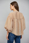 Pinstripe Bubble Sleeve Blouse